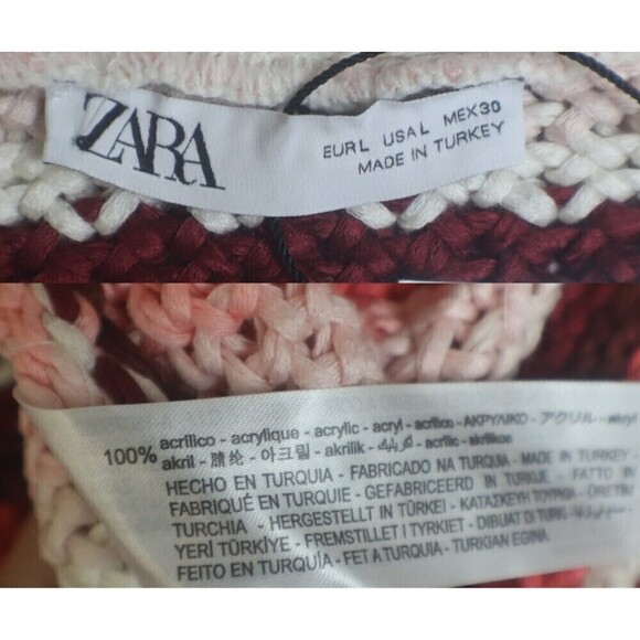 Zara Women Size L Strappy Pink Striped Crochet Knit Midi NEW Dress Party Resort - Picture 4 of 15